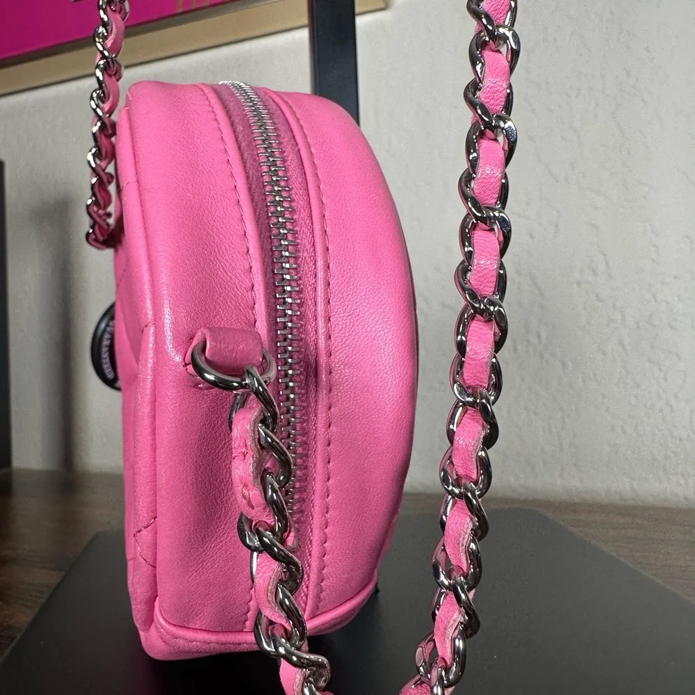 Authentic CHANEL Hot Pink Quilted Round Crossbody Bag